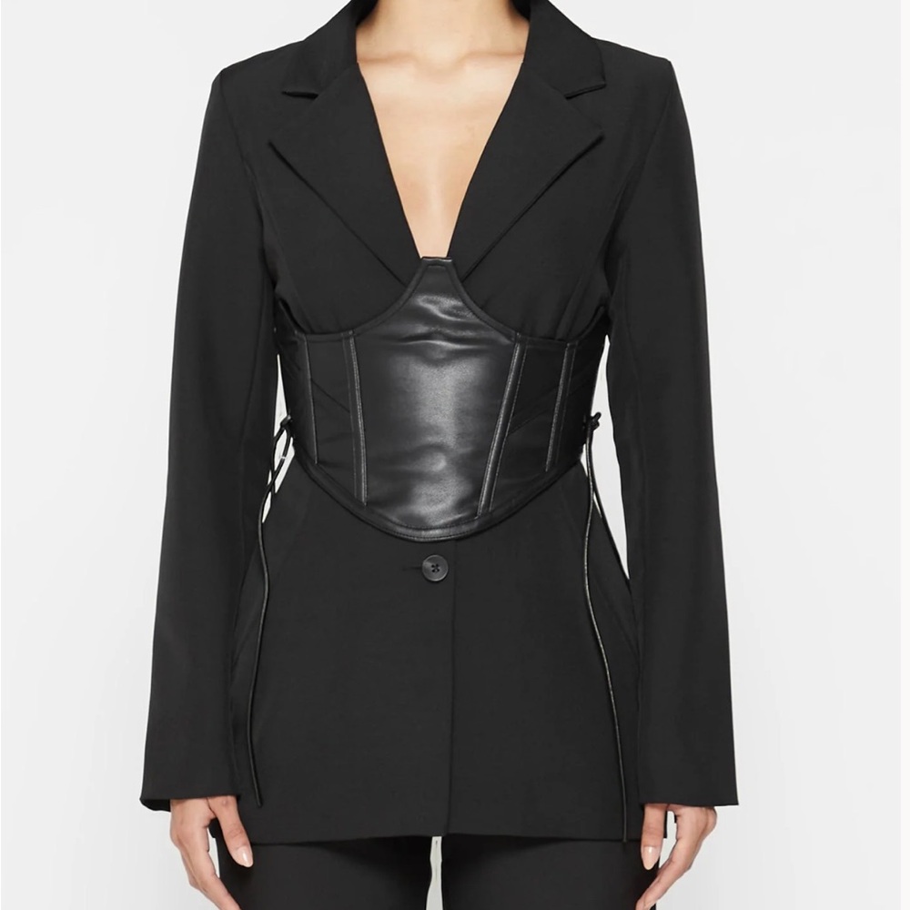 Blazer with Vegan Leather Corset